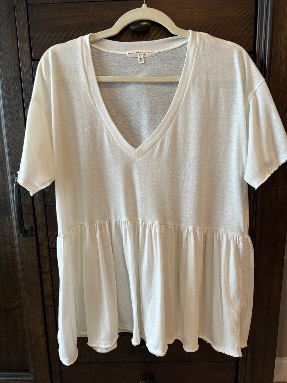 Truly Madly Deeply Cream V-Neck Peplum Tunic